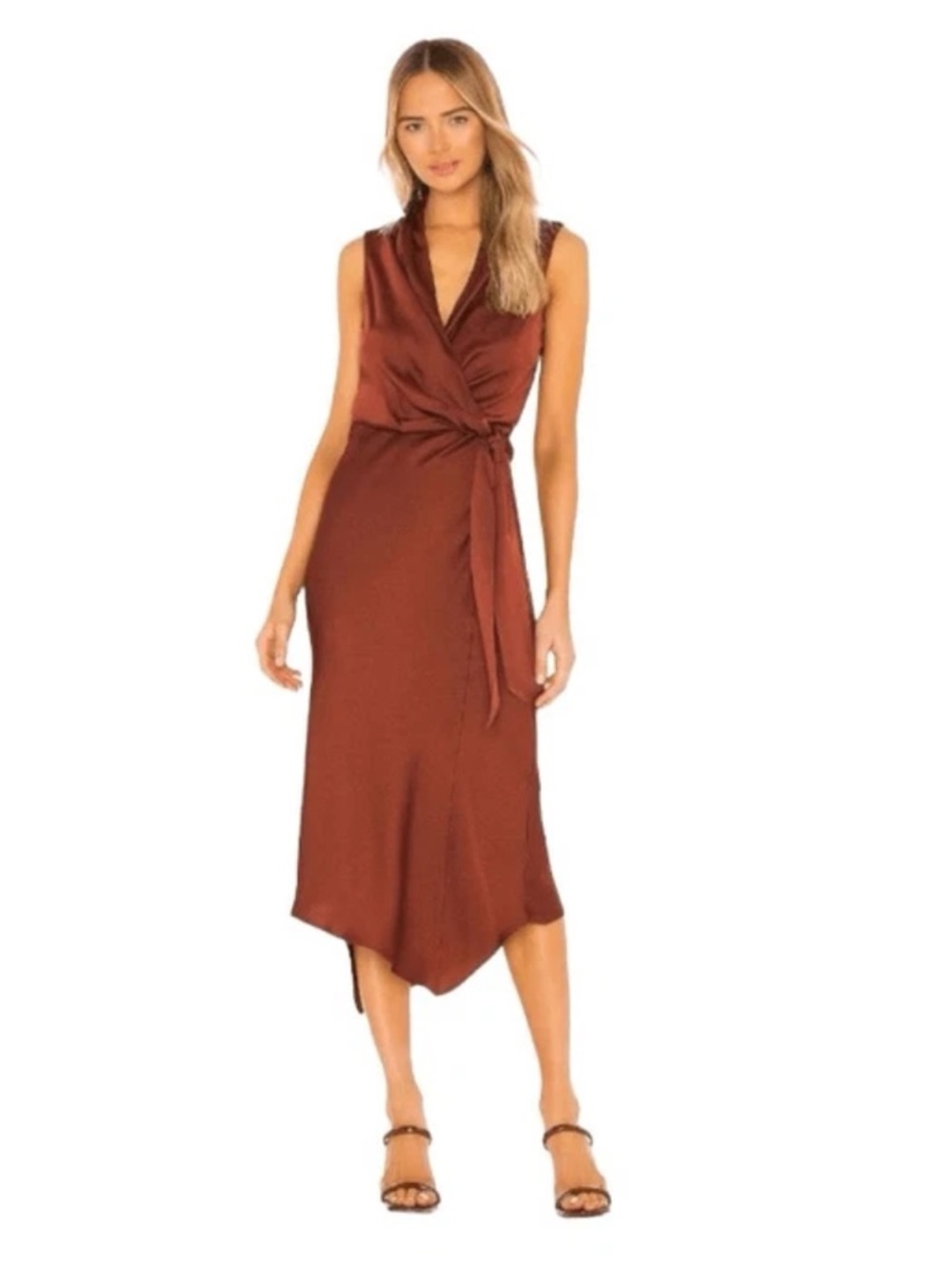 Veronica Beard Rust Brown Wrap Midi Dress
